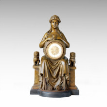 Часы Статуя Королева Лев Белл Бронзовая скульптура Tpc-031